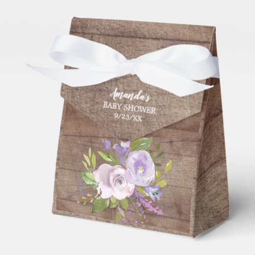 Rustic Lavender Flowers Baby  Shower Favor Box