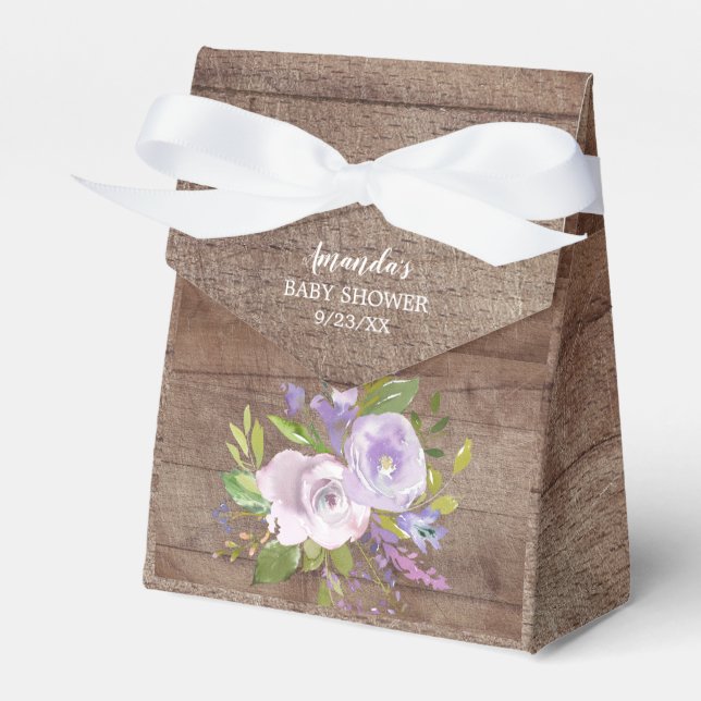Rustic Lavender Flowers Baby  Shower Favor Box (Front Side)