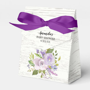 Rustic Lavender Flowers Baby Shower Favor Box