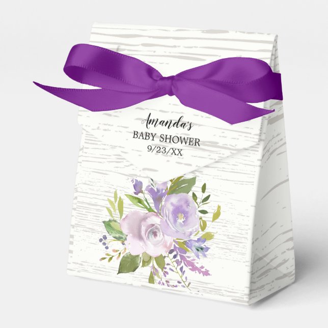 Rustic Lavender Flowers Baby  Shower Favor Box (Front Side)