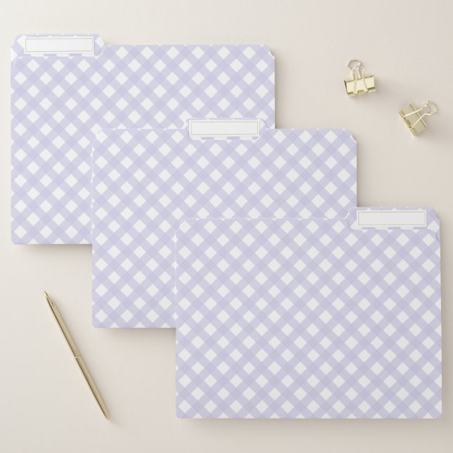Rustic Lavender Gingham Pattern File Folder (Set)