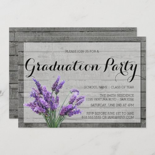 RUSTIC LAVENDER GRADUATION PARTY INVITATION