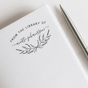 Rustic Lavender Handwritten Custom Library Books  Rubber Stamp