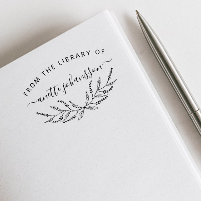 Rustic Lavender Handwritten Custom Library Books  Rubber Stamp (Rustic Lavender Handwritten Custom Library Books Rubber Stamp)