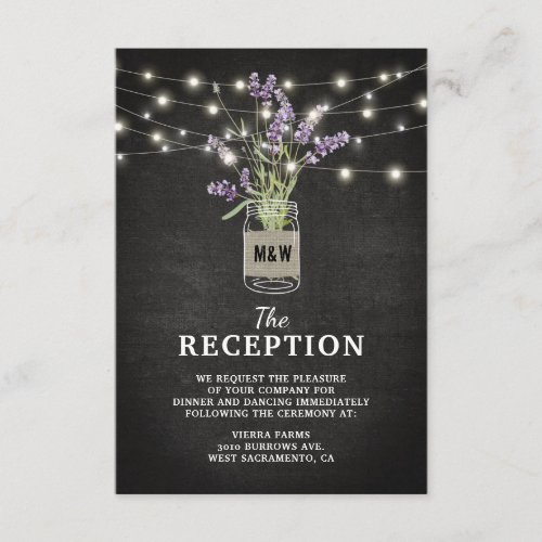 Rustic Lavender Jar Wedding Evening Reception Enclosure Card