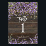 rustic lavender lights wedding table number card<br><div class="desc">A stunning design with wood background and lavender florals and twinkly lights. Easy to edit or delete any of the available text fields on both sides to suit your requirements. Please see the other co-ordinating items in this collection.</div>