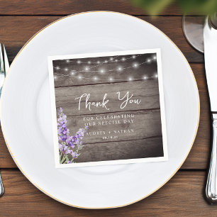 Rustic Lavender Lights Wedding Thank You Napkins