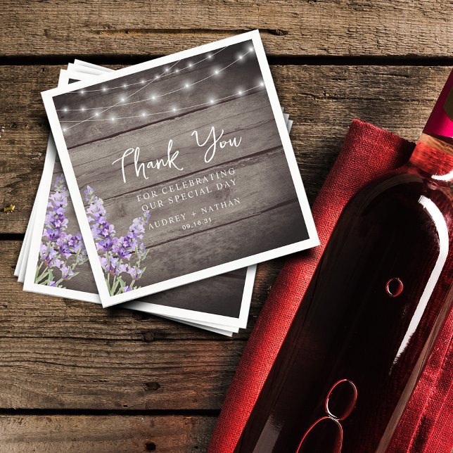 Rustic Lavender Lights Wedding Thank You Napkins (Rustic Lavender Lights Wedding Thank You Napkins)