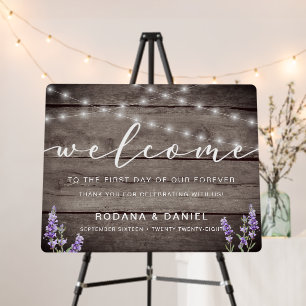 Rustic Lavender Lights Welcome Reception Wedding Foam Board