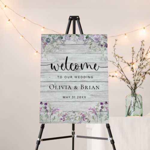 Rustic Lavender Lilac Wedding Welcome Sign