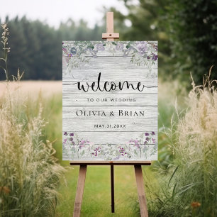 Rustic Lavender Lilac Wedding Welcome Sign