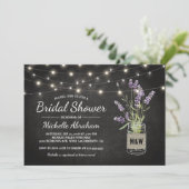Rustic Lavender Mason Jar Lights Bridal Shower Invitation (Standing Front)