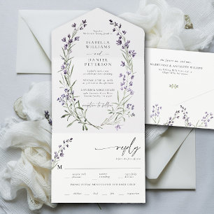 Rustic Lavender Meal RSVP Modern Romantic Wedding All In One Invitation