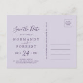 Rustic Lavender | Navy Blue Save the Date Postcard (Back)