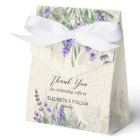 Rustic lavender personalized favor boxes