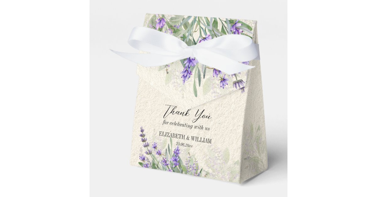 Rustic lavender personalized favor boxes zazzle