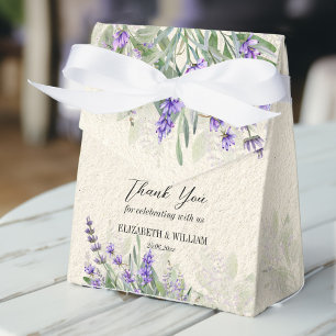 Rustic lavender personalized favor boxes