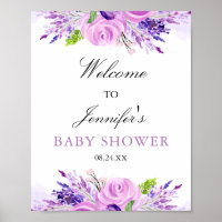 Rustic Lavender Purple Baby Shower Welcome Poster