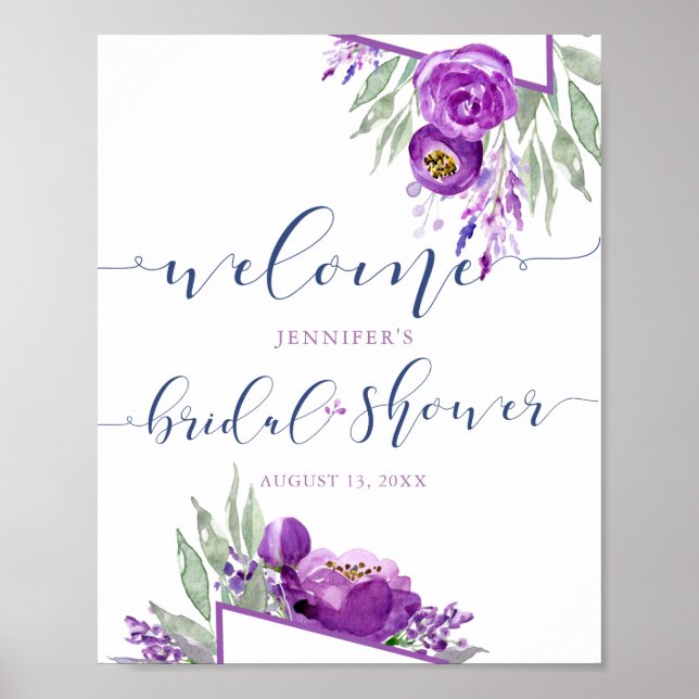Rustic Lavender Purple Bridal Shower Welcome Poster (Front)