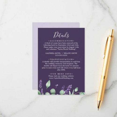 Rustic Lavender Purple Details Enclosure Card