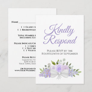 Rustic Lavender Purple Floral Bouquet Wedding RSVP Card