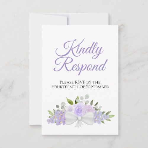 Rustic Lavender Purple Floral Bouquet Wedding RSVP Card