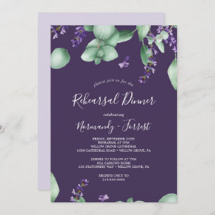 Rustic Lavender Purple Rehearsal Dinner Invitation