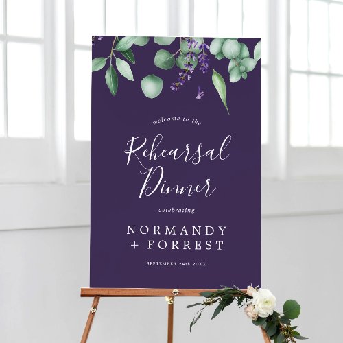 Rustic Lavender  Purple Rehearsal Dinner Welcome Foam Board