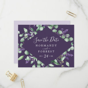 Rustic Lavender Purple Save the Date Postcard