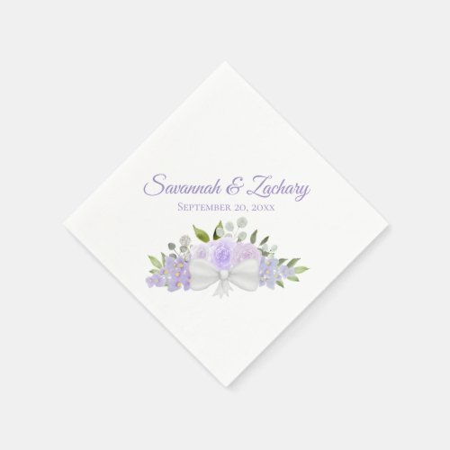 Rustic Lavender Purple Watercolor Floral Wedding Napkins