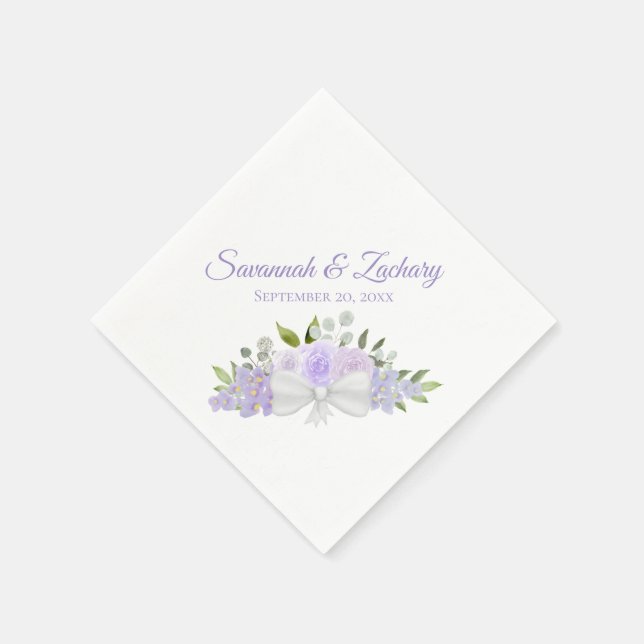 Rustic Lavender Purple Watercolor Floral Wedding Napkins (Corner)
