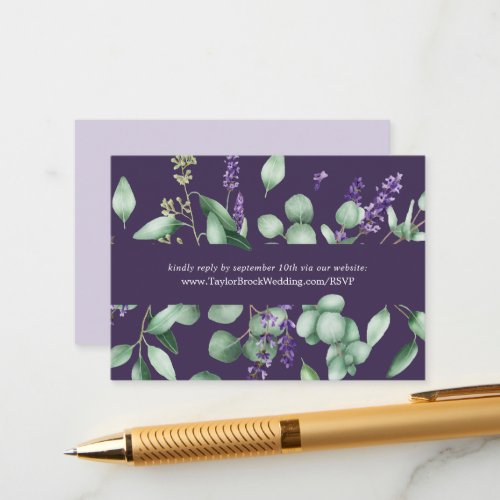Rustic Lavender  Purple Wedding Website RSVP Enclosure Card