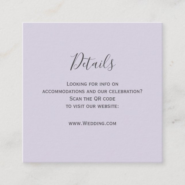 Rustic Lavender QR Code Details Card (Front)