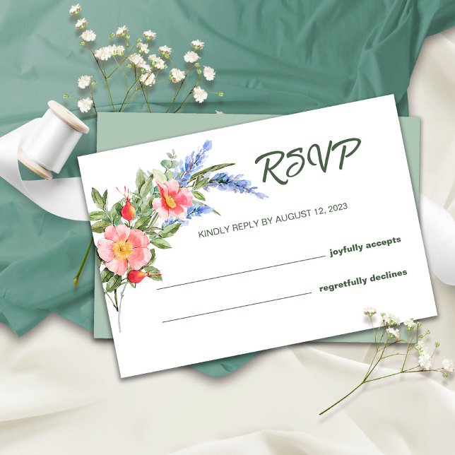Rustic Lavender Rosehip RSVP Wedding Card (Creator Uploaded)