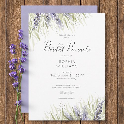 Rustic Lavender  Sage Bridal Brunch Invitation