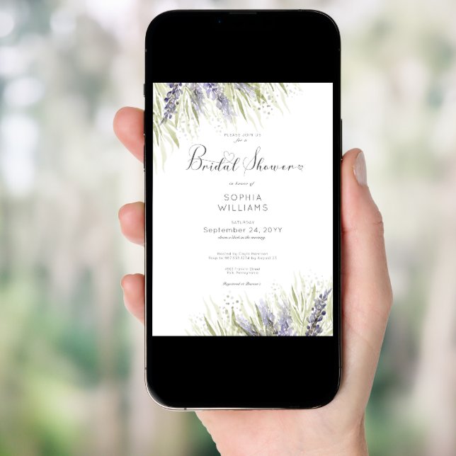 Rustic Lavender & Sage Bridal Shower Invitation (Front Digital)