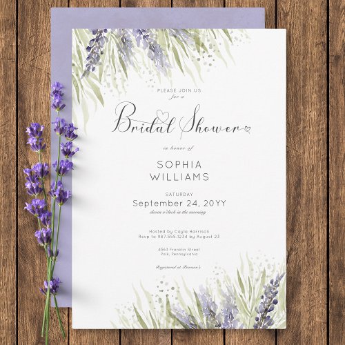 Rustic Lavender  Sage Bridal Shower Invitation