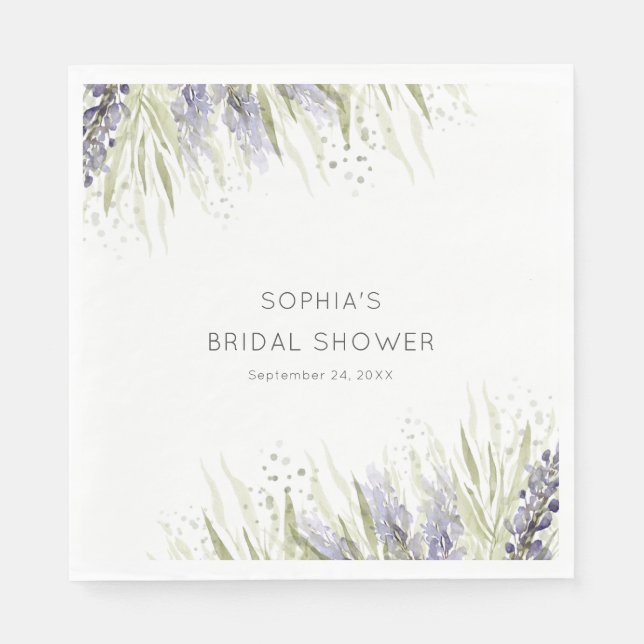 Rustic Lavender & Sage Bridal Shower Napkins (Front)