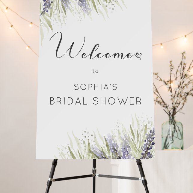 Rustic Lavender & Sage Bridal Shower Welcome Foam Board (In Situ (Stand))