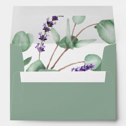 Rustic Lavender  Sage Green Wedding Invitation Envelope