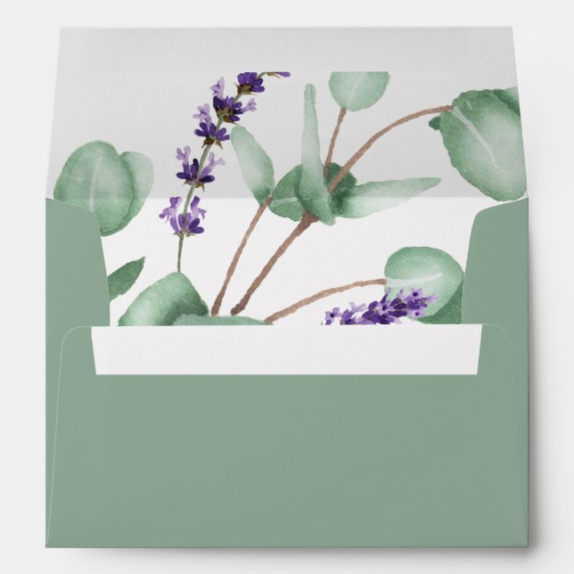 Rustic Lavender | Sage Green Wedding Invitation Envelope (Back (Bottom))