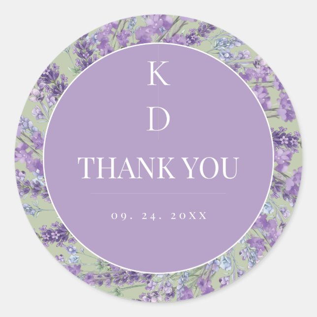 Rustic Lavender Sage Wedding Classic Round Sticker (Front)