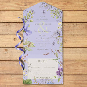 Rustic Lavender Sage Wildflowers Lavender Details All In One Invitation