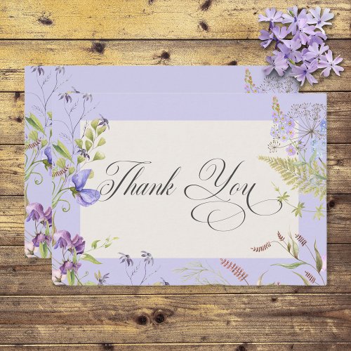 Rustic Lavender  Sage Wildflowers Lavender Thank You Card