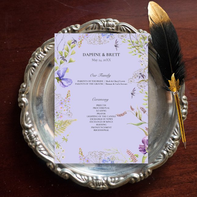 Rustic Lavender Sage Wildflowers Lavender Wedding Program (Rustic Lavender & Sage Wildflowers Lavender Wedding Program)