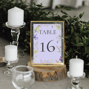 Rustic Lavender Sage Wildflowers Lavender Wedding Table Number
