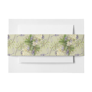 Rustic Lavender & Sage Wildflowers Sage Invitation Belly Band