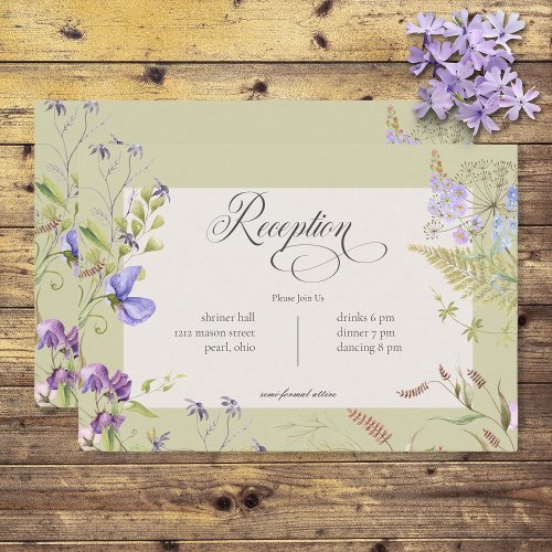 Rustic Lavender  Sage Wildflowers Sage Reception Enclosure Card