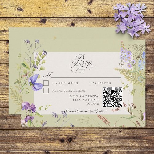 Rustic Lavender  Sage Wildflowers Sage RSVP Card