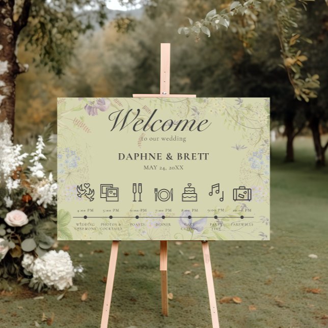 Rustic Lavender & Sage Wildflowers Sage Timeline Foam Board (Rustic Lavender Sage Wildflowers Sage Timeline Foam Board)